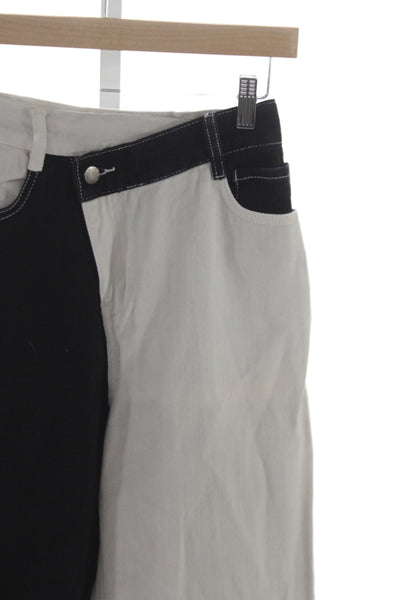 C/MEO Collective Women Wide Leg Black Jeans Mid Rise Button Size 4