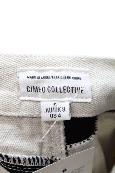 C/MEO Collective Women Wide Leg Black Jeans Mid Rise Button Size 4