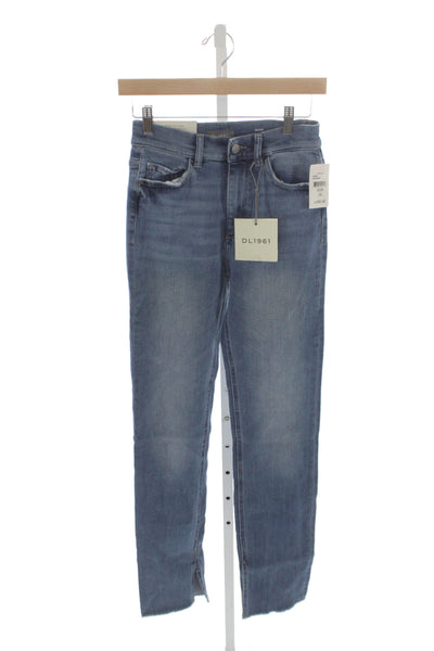 DL1961 Women Straight Jeans Blue Mid Rise Button Size 26