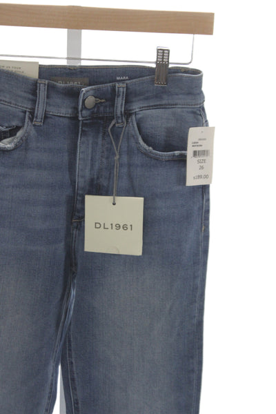 DL1961 Women Straight Jeans Blue Mid Rise Button Size 26