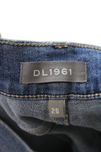 DL1961 Women Straight Jeans Blue Mid Rise Button Size 26