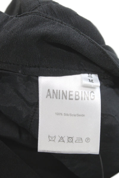 Anine Bing Womens Silk Black Shorts Zip Size M