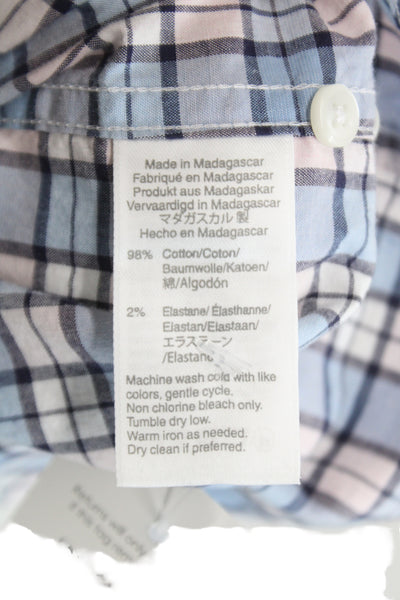 J Crew Mens Plaid Classic Fit Button Down Shirt Blue Pink Cotton Size Medium