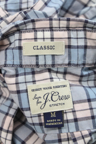 J Crew Mens Plaid Classic Fit Button Down Shirt Blue Pink Cotton Size Medium