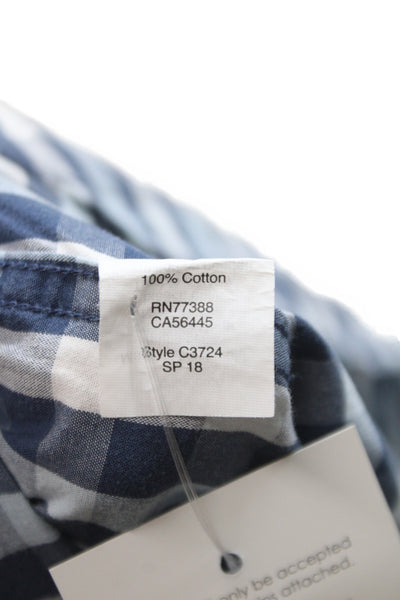 J Crew Mens Plaid Long Sleeves Button Down Shirt Blue Cotton Size Medium