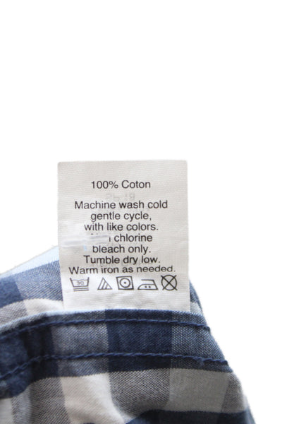 J Crew Mens Plaid Long Sleeves Button Down Shirt Blue Cotton Size Medium