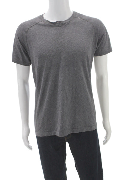 Lululemon Mens Basic Gray Polyester Crew Neck Short Sleeve T-Shirt Size M
