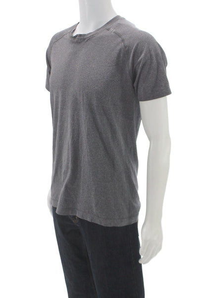 Lululemon Mens Basic Gray Polyester Crew Neck Short Sleeve T-Shirt Size M