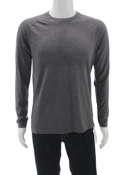 Lululemon Mens Pullover T-Shirt Gray Long Sleeve Crew Neck Polyester Size M