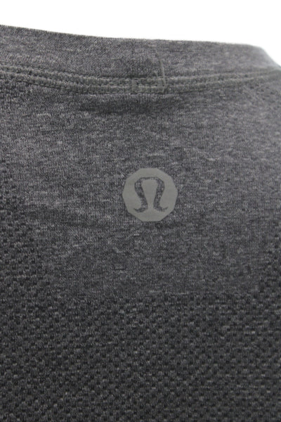 Lululemon Mens Pullover T-Shirt Gray Long Sleeve Crew Neck Polyester Size M