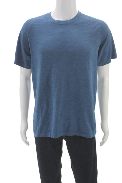 Lululemon Mens Basic Merino Wool Blue Crew Neck Short Sleeve T-Shirt Size L