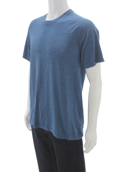 Lululemon Mens Basic Merino Wool Blue Crew Neck Short Sleeve T-Shirt Size L