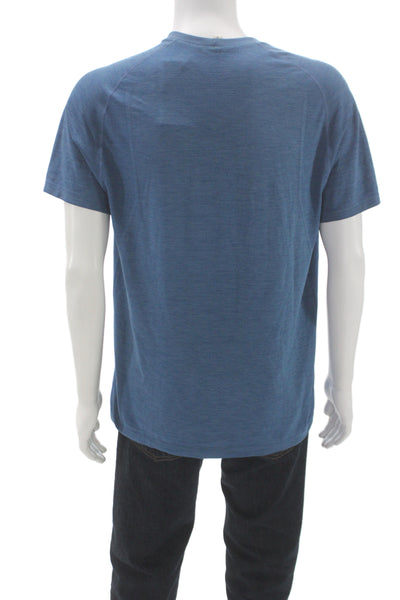Lululemon Mens Basic Merino Wool Blue Crew Neck Short Sleeve T-Shirt Size L