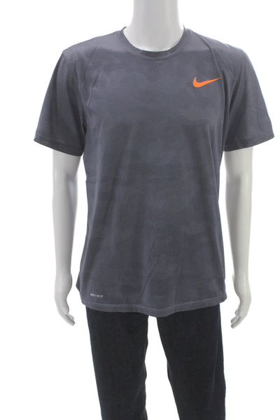 Nike Mens Jersey T-Shirt Gray Camo Crew Neck Short Sleeve Polyester Size L