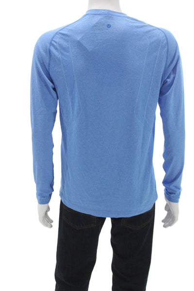 Lululemon Mens Pullover T Shirt Long Sleeve Blue Crew Neck Size M
