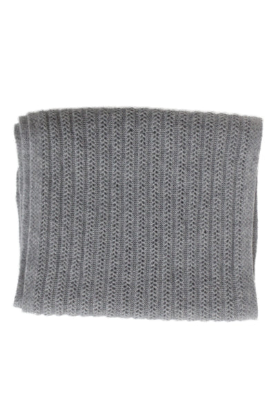 Garnet Hill Womens Cashmere Woven Detail Scarf Grey Size One Size