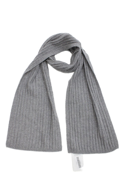 Garnet Hill Womens Cashmere Woven Detail Scarf Grey Size One Size
