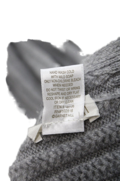 Garnet Hill Womens Cashmere Woven Detail Scarf Grey Size One Size