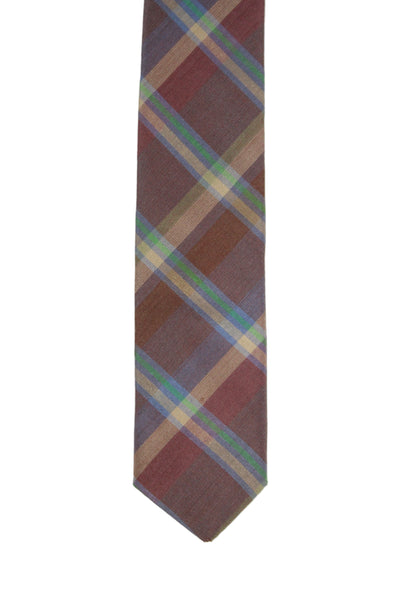 Paul Stuart Mens Silk Plaid Classic Necktie Multi Colored