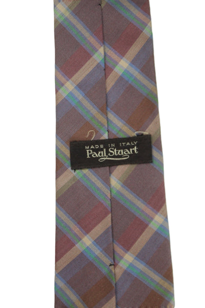 Paul Stuart Mens Silk Plaid Classic Necktie Multi Colored