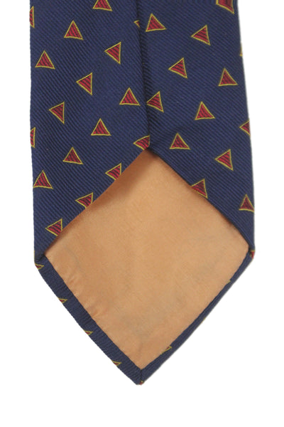 Paul Stuart Mens Silk Geometric Print Necktie Navy Blue Red