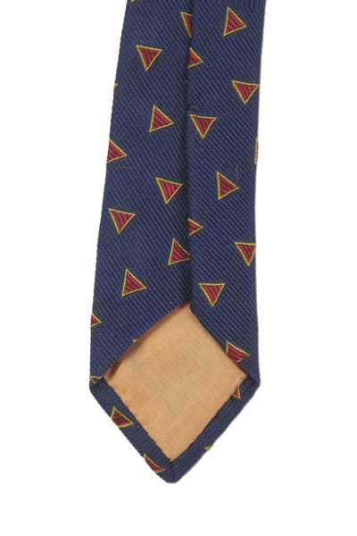 Paul Stuart Mens Silk Geometric Print Necktie Navy Blue Red