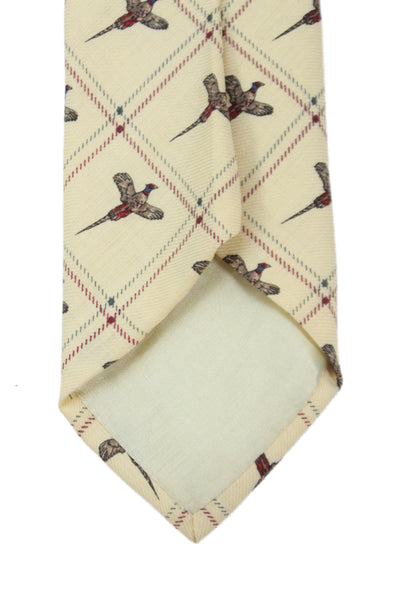 Paul Stuart Mens Novelty Bird Print Necktie Yellow Multi Colored Wool