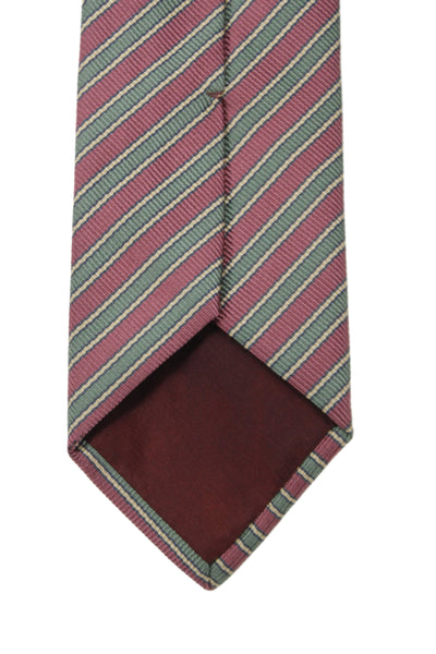 Paul Stuart Mens Silk Striped Classic Necktie Green Pink
