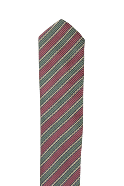 Paul Stuart Mens Silk Striped Classic Necktie Green Pink