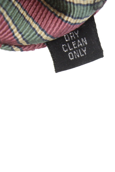 Paul Stuart Mens Silk Striped Classic Necktie Green Pink