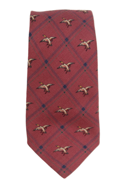 Paul Stuart Mens Silk Blend Novelty Print Classic Necktie Pink Navy Blue