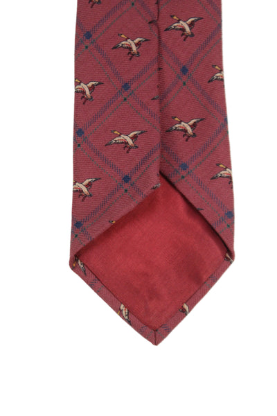 Paul Stuart Mens Silk Blend Novelty Print Classic Necktie Pink Navy Blue