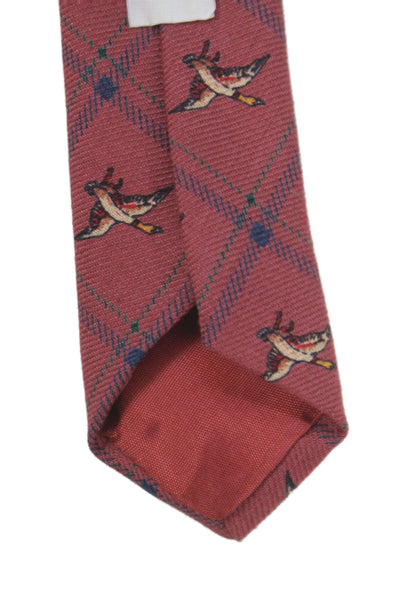 Paul Stuart Mens Silk Blend Novelty Print Classic Necktie Pink Navy Blue