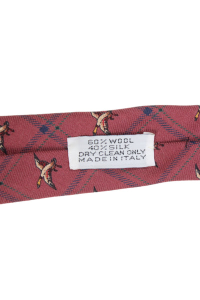 Paul Stuart Mens Silk Blend Novelty Print Classic Necktie Pink Navy Blue