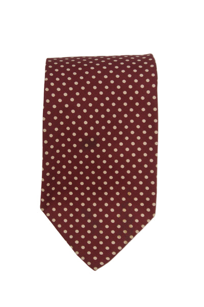 Paul Stuart Mens Silk Polka Dot Wide Necktie Red Beige