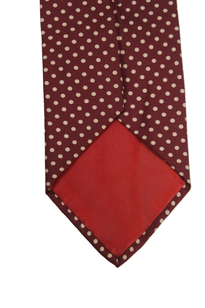 Paul Stuart Mens Silk Polka Dot Wide Necktie Red Beige
