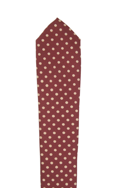 Paul Stuart Mens Silk Polka Dot Wide Necktie Red Beige