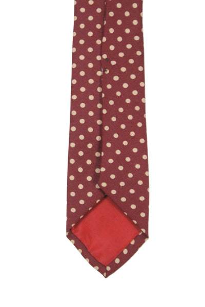 Paul Stuart Mens Silk Polka Dot Wide Necktie Red Beige