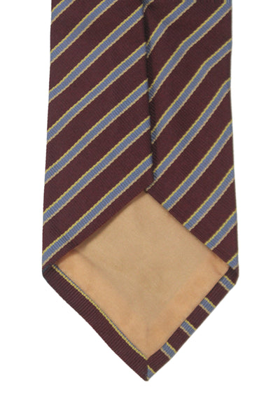 Paul Stuart Mens Silk Striped Classic Necktie Burgundy Red Blue