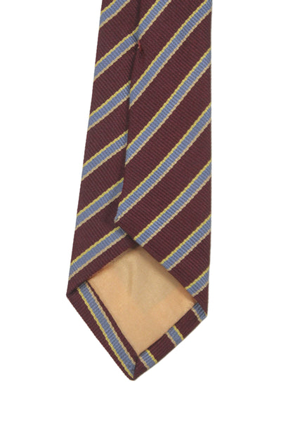 Paul Stuart Mens Silk Striped Classic Necktie Burgundy Red Blue