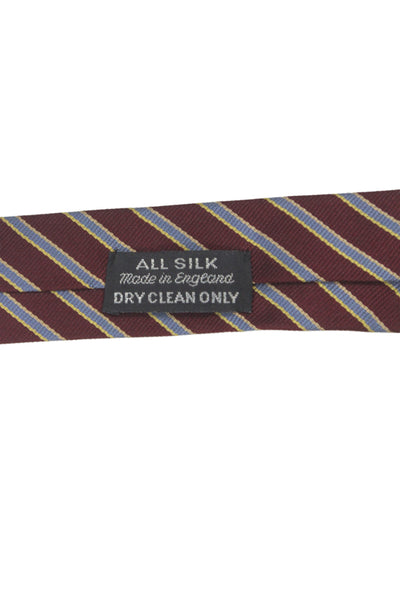 Paul Stuart Mens Silk Striped Classic Necktie Burgundy Red Blue
