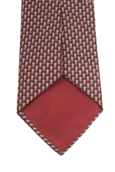 Paul Stuart Mens Silk Novelty Print Wide Necktie Red White