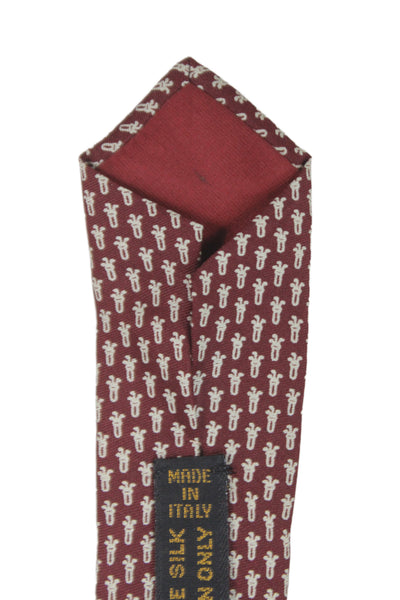 Paul Stuart Mens Silk Novelty Print Wide Necktie Red White
