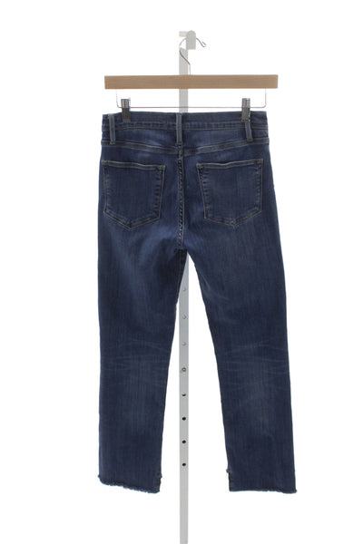Frame Womens Cropped Blue Mid Rise Jeans Cotton Button Size 27
