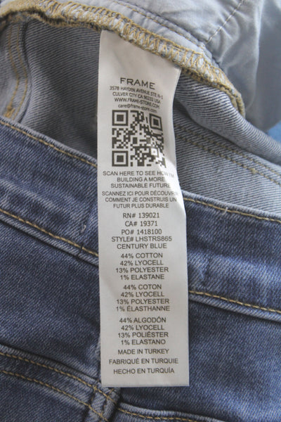 Frame Womens Cropped Blue Mid Rise Jeans Cotton Button Size 27
