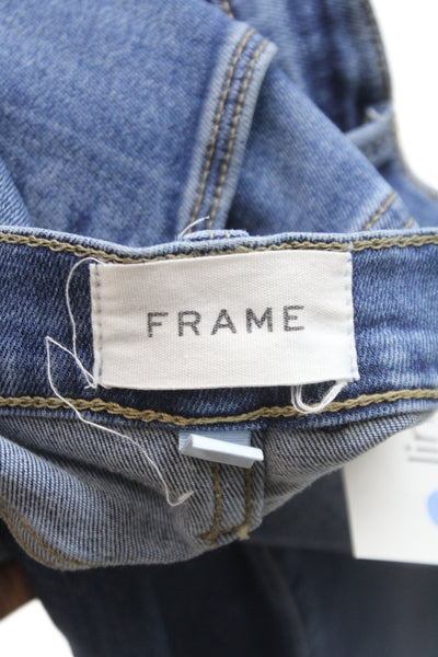 Frame Womens Cropped Blue Mid Rise Jeans Cotton Button Size 27