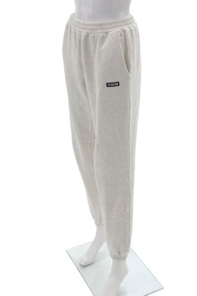 PE Nation Womens Jogger Pants Beige Organic Cotton Athleisure Size XS