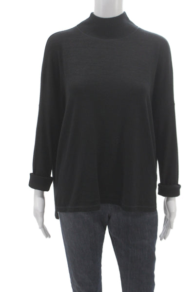 Rag & Bone Women Pullover Sweater Black Mock Neck Long Sleeve Size L