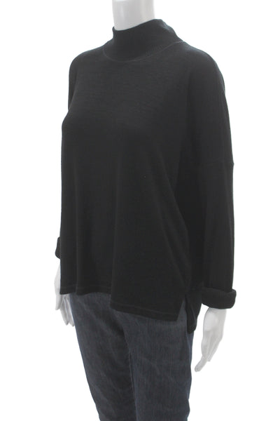 Rag & Bone Women Pullover Sweater Black Mock Neck Long Sleeve Size L