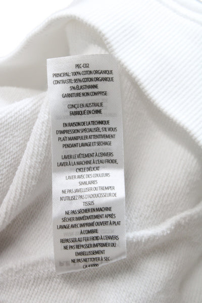 PE Women Pullover Sweatshirt White Crew Neck Long Sleeve Size M